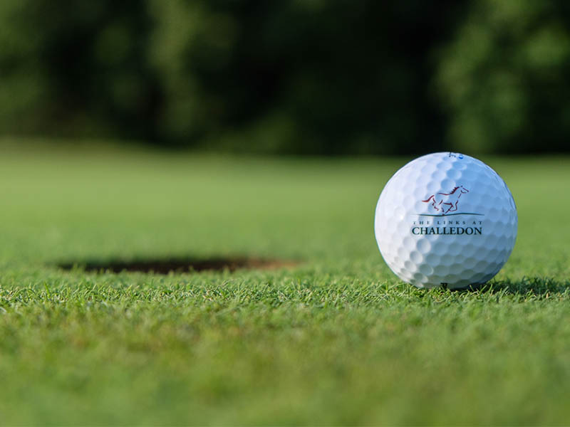 The Links at Challedon golf ball with logo